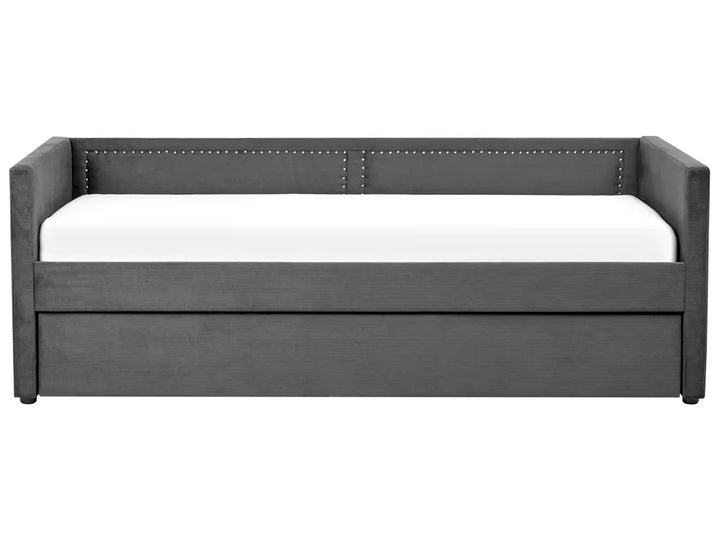 Trundle Bed Corduroy 90 x 200 cm (EU Single) Dark Grey Jilissa