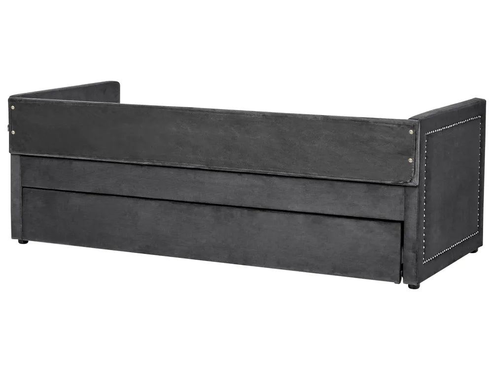 Trundle Bed Corduroy 90 x 200 cm (EU Single) Dark Grey Jilissa