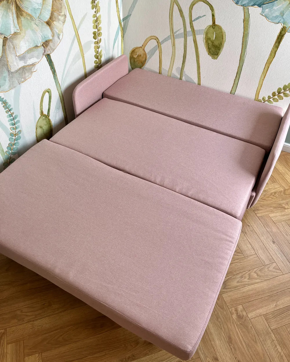 Sofa Bed 2 Seater Fabric Pink Eluna