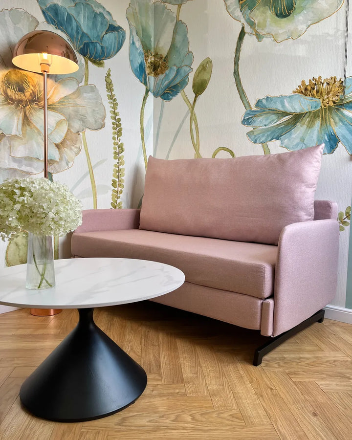 Sofa Bed 2 Seater Fabric Pink Eluna