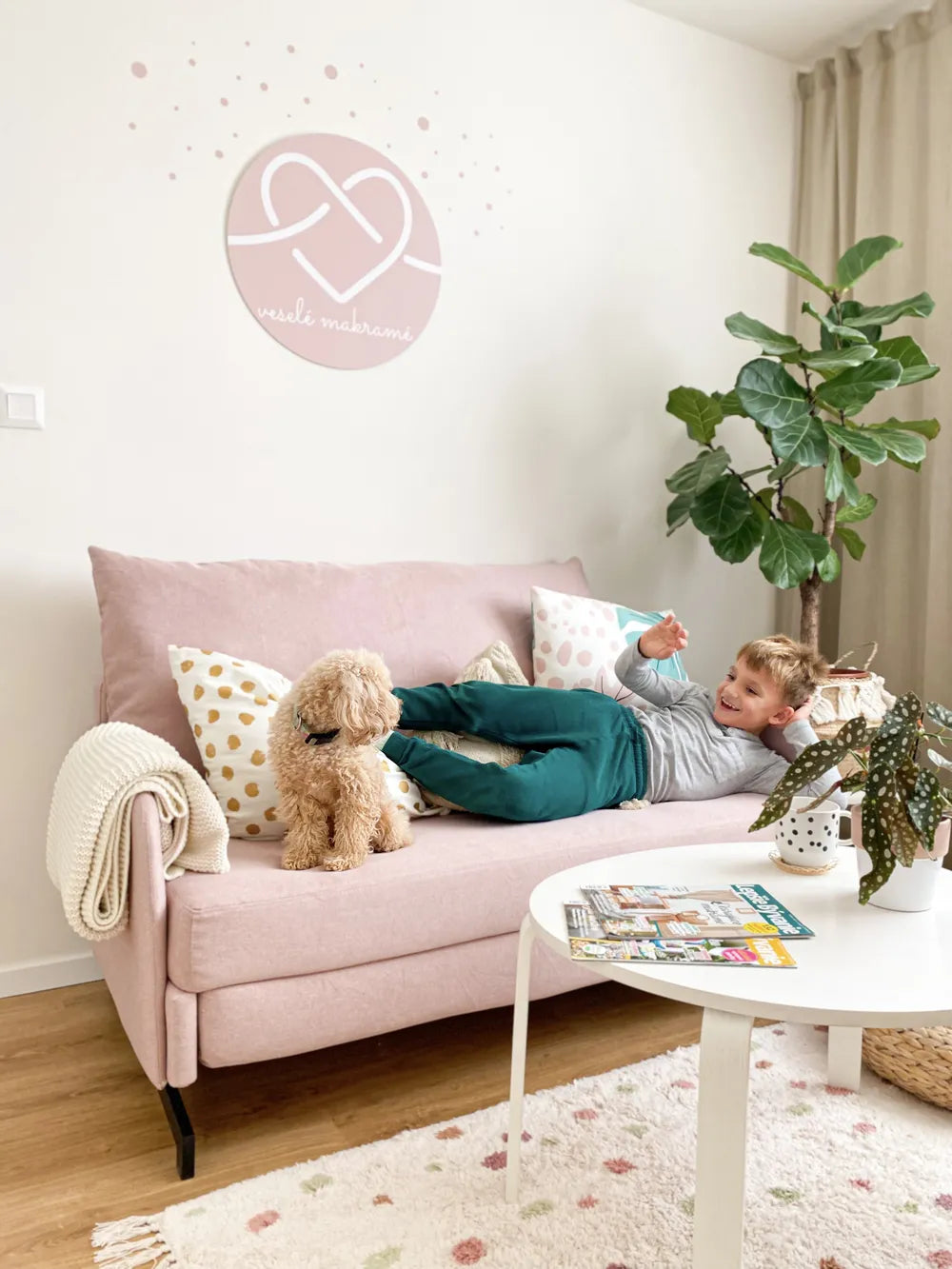 Sofa Bed 2 Seater Fabric Pink Eluna