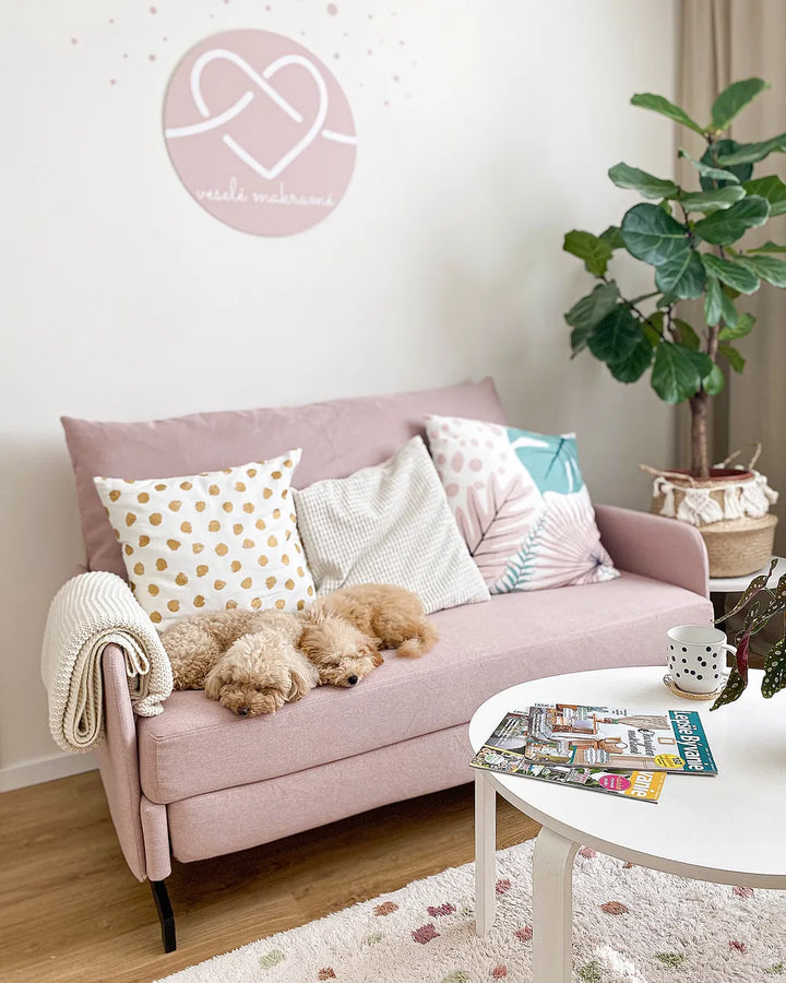 Sofa Bed 2 Seater Fabric Pink Eluna