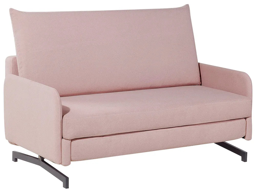 Sofa Bed 2 Seater Fabric Pink Eluna