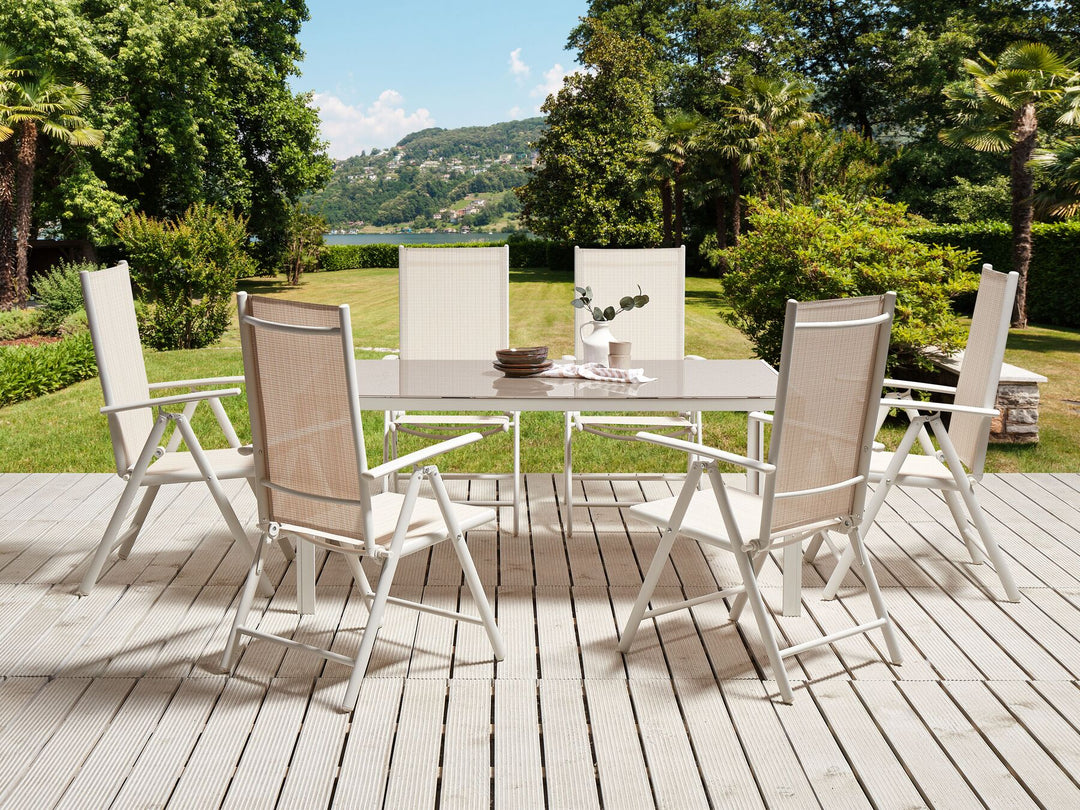Catania Garden Dining Table  160 cm 91 cm Glass Beige