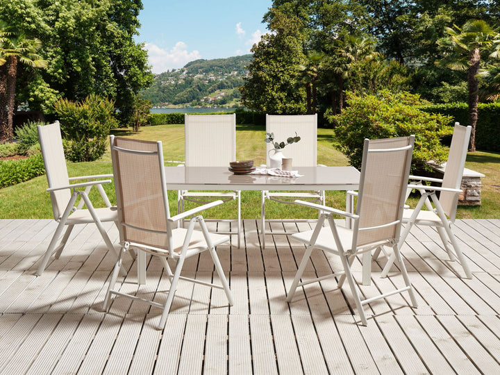 Catania Garden Dining Table  160 cm 91 cm Glass Beige