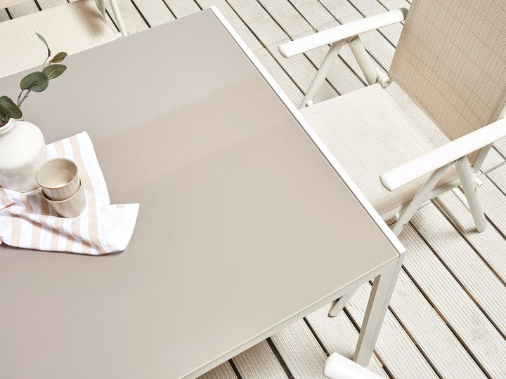 Catania Garden Dining Table  160 cm 91 cm Glass Beige