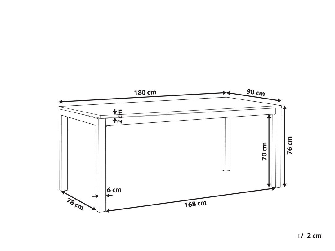 Grosseto Garden Dining Table  180 cm 90 cm Tempered Glass Black