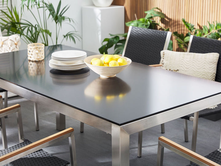 Grosseto Garden Dining Table  180 cm 90 cm Tempered Glass Black