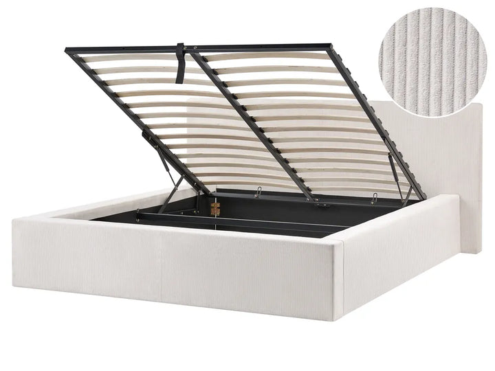 Ottoman Bed Corduroy 160 x 200 cm (EU King Size) Light Beige Corsi