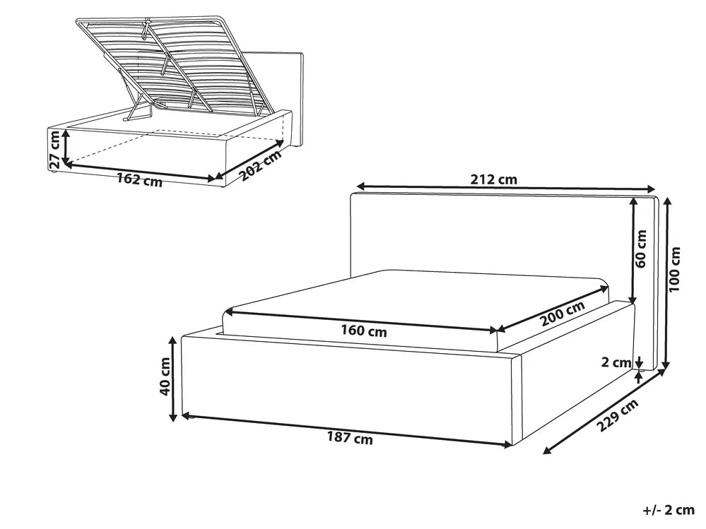 Ottoman Bed Corduroy 160 x 200 cm (EU King Size) Light Beige Corsi
