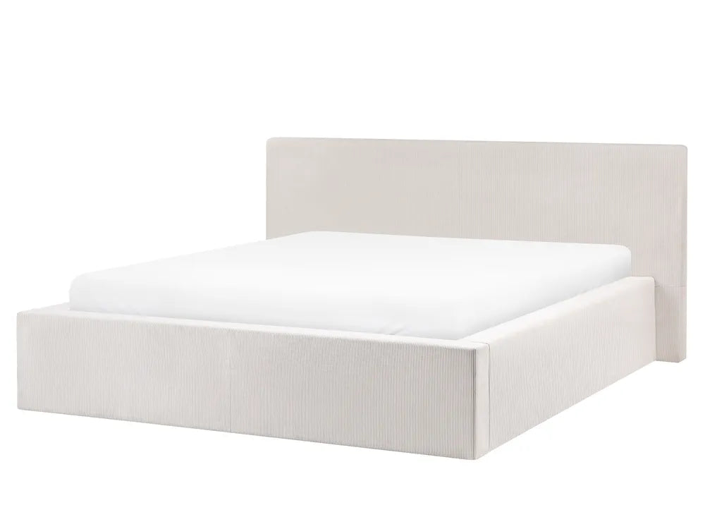 White bed frame with headboard on a white background