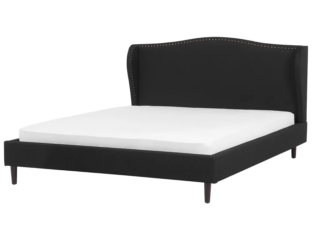 Black fabric super king bed