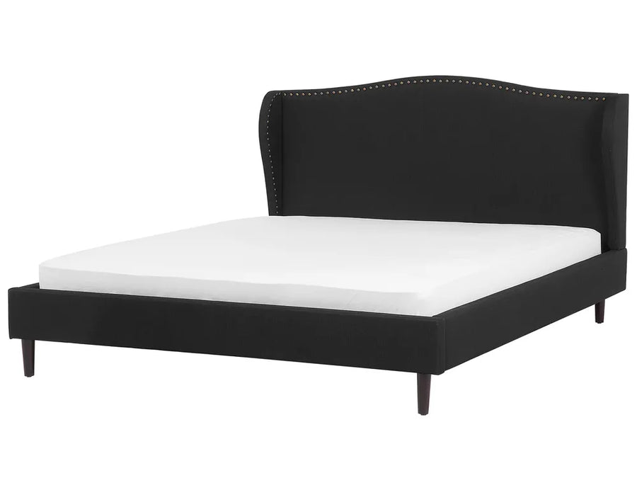 Black fabric super king bed