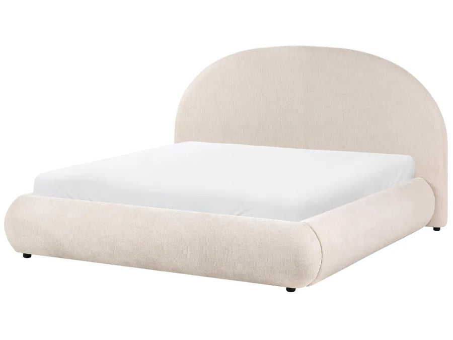 Light beige fabric ottoman bed 160x200 cm King Size