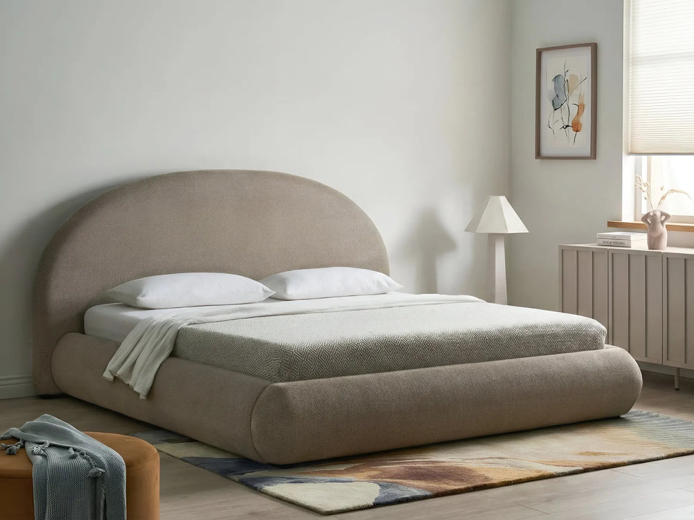 180x200 cm taupe ottoman bed with lift-up storage