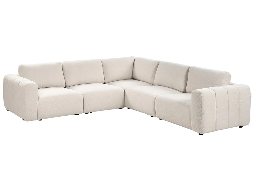 Modular Corner Sofa 5 Seater Boucle Off-White Left Hand Regeani