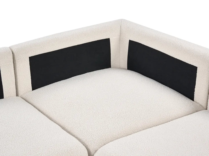 Modular Corner Sofa 5 Seater Boucle Off-White Left Hand Regeani