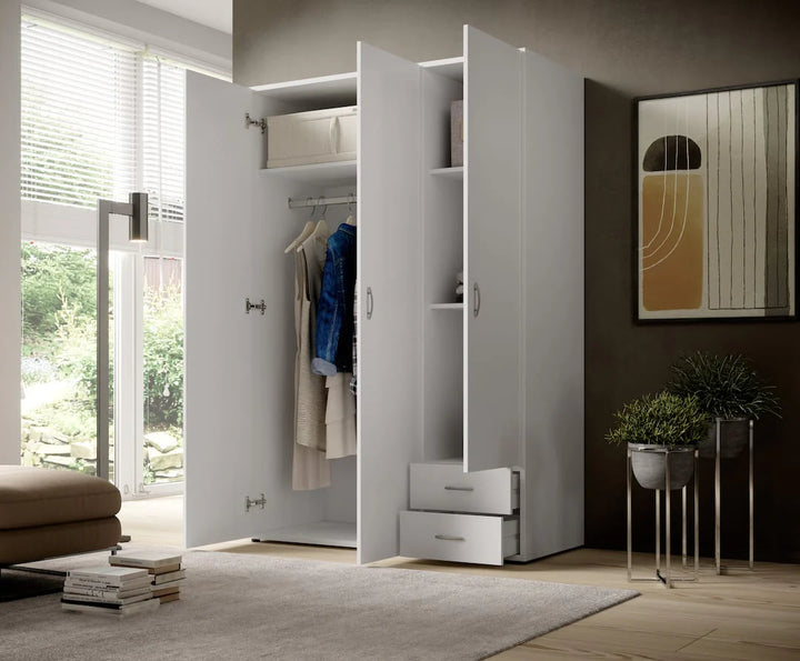 Hinged Door Wardrobe 120cm White Elima