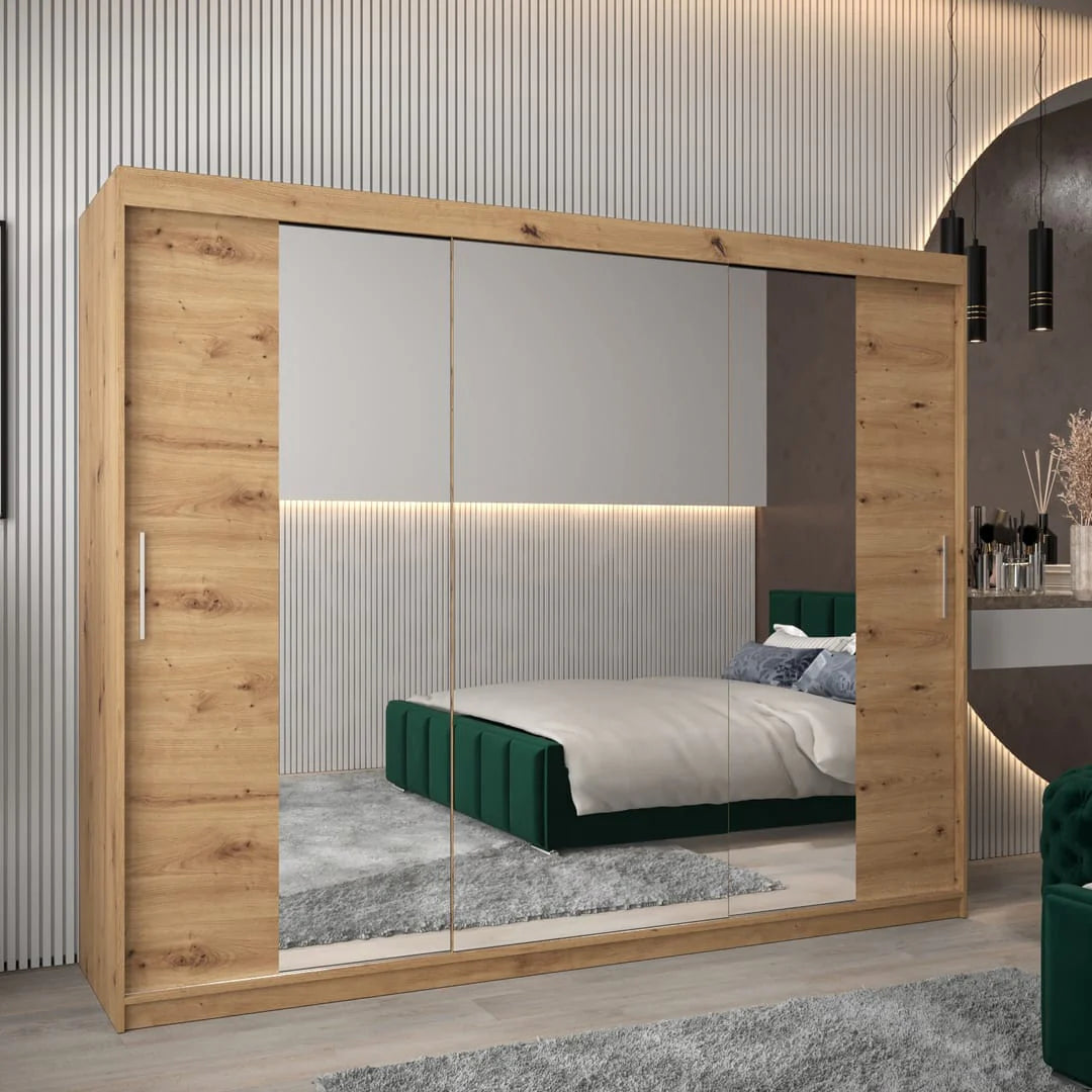 Tokyo II 250cm sliding door wardrobe with mirrored doors