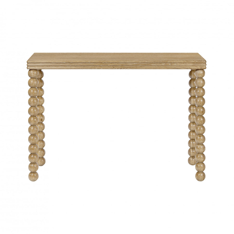 Wooden side table with spiral leg design on a white background