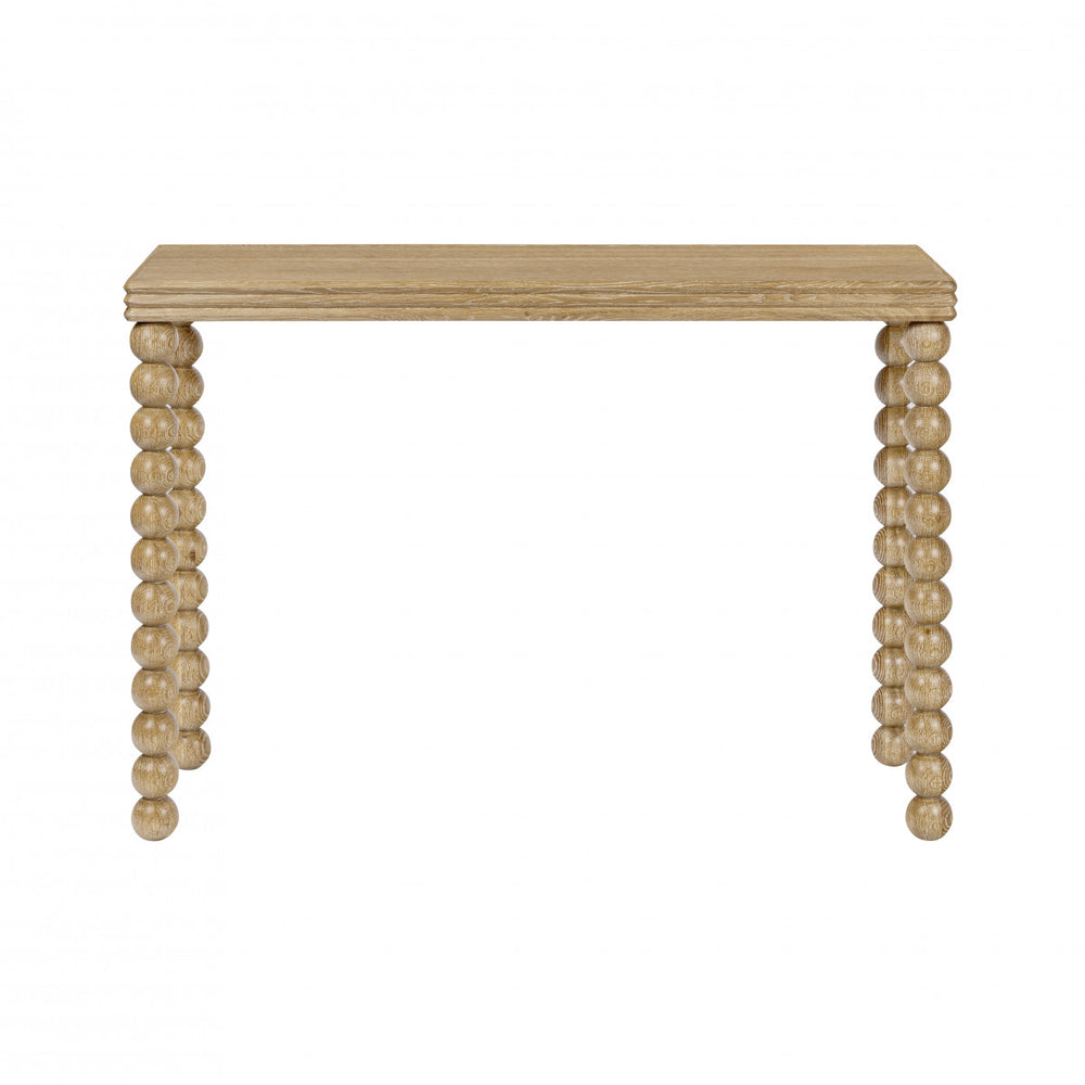 Wooden side table with spiral leg design on a white background