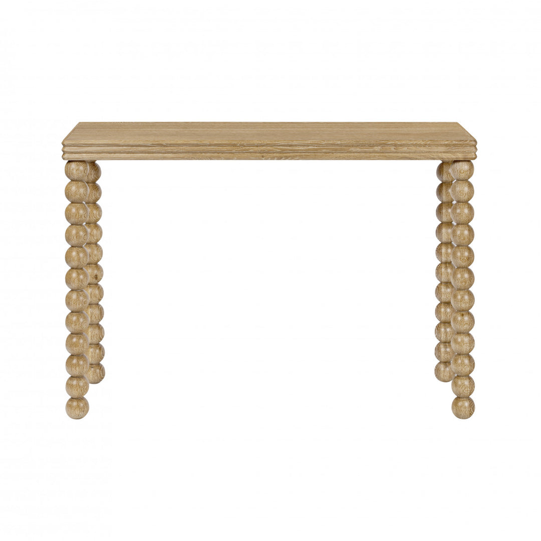 Wooden side table with spiral leg design on a white background