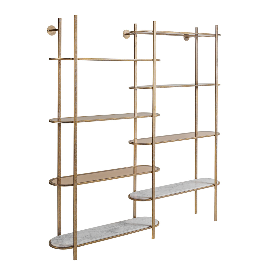 Libra Belvedere Aged Gold Shelving Unit
