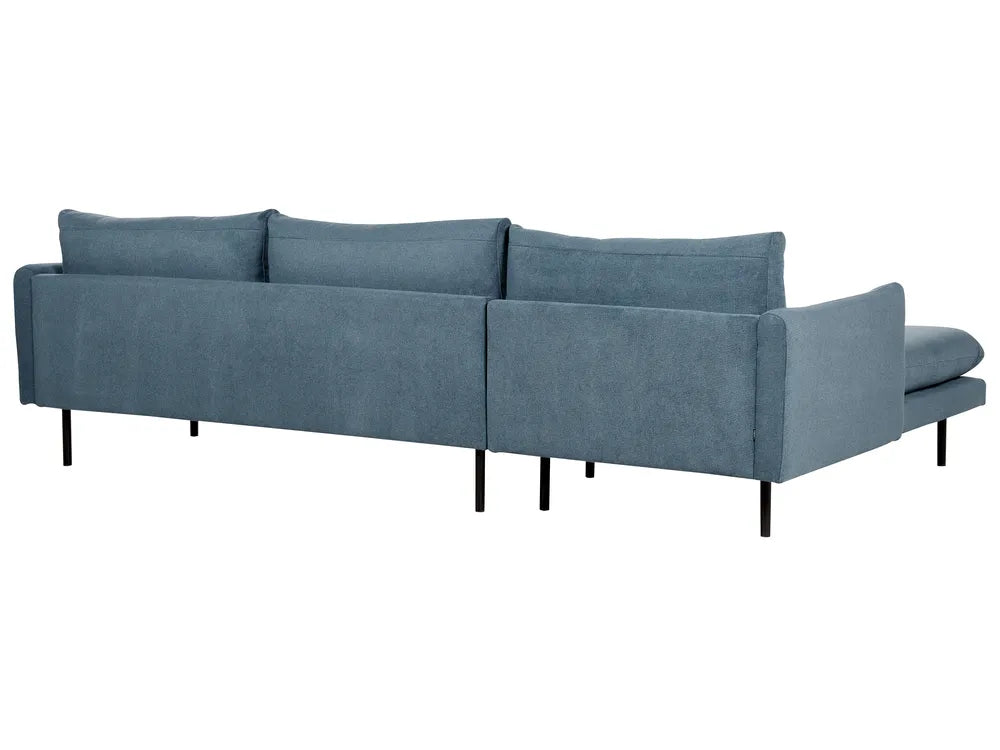 Corner Sofa 4 Seater Chenille Blue Right Hand Praylow