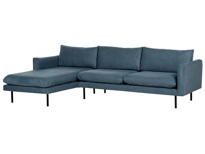 Corner Sofa 4 Seater Chenille Blue Right Hand Praylow