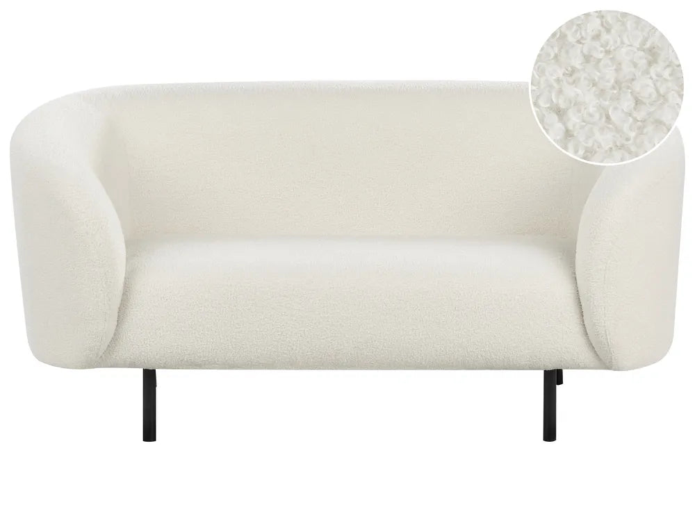 Sofa 2 Seater Boucle White Liora