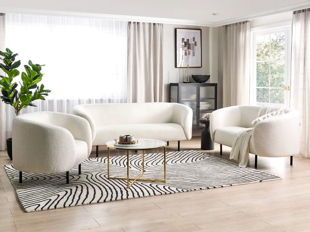 Sofa 2 Seater Boucle White Liora