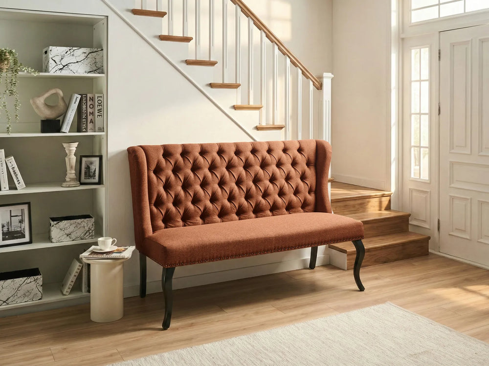 Torsby golden brown upholstered 2-seater sofa