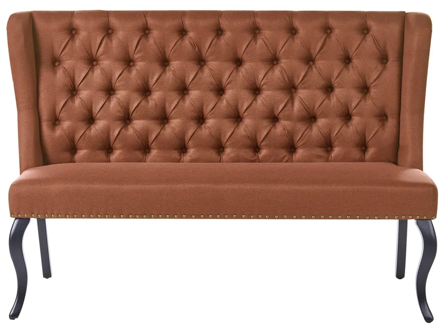 Golden brown 2-seater fabric kitchen bench sofa