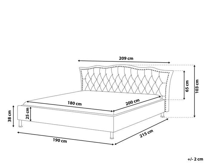 Bed Faux Leather 180 x 200 cm (EU Super King) Black Minas