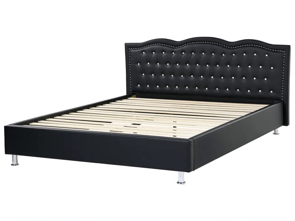 Bed Faux Leather 180 x 200 cm (EU Super King) Black Minas