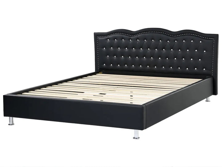 Bed Faux Leather 180 x 200 cm (EU Super King) Black Minas