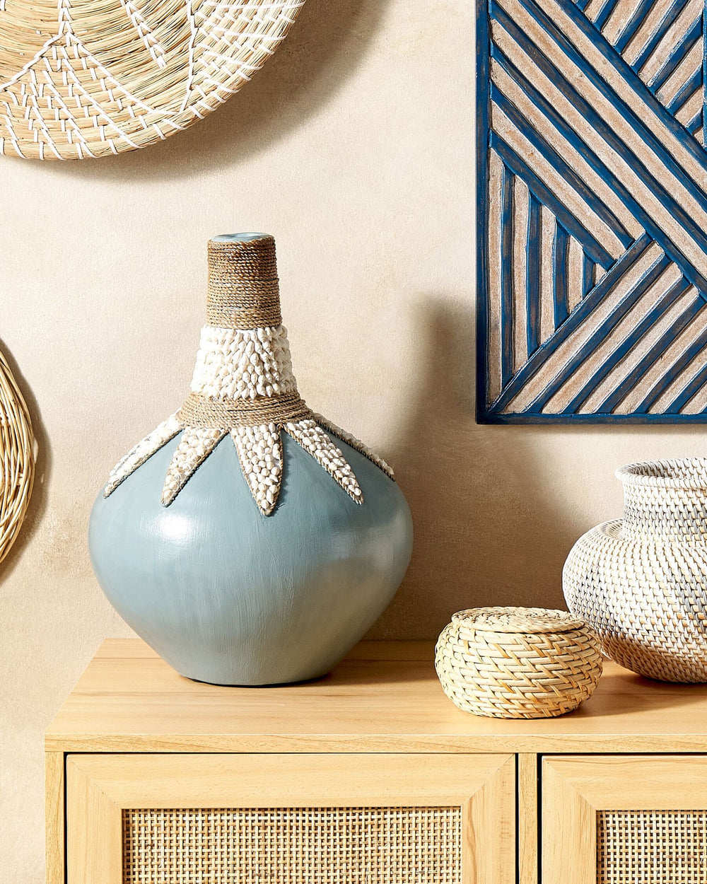 Silau Decorative Vase Ceramic 43 cm Blue