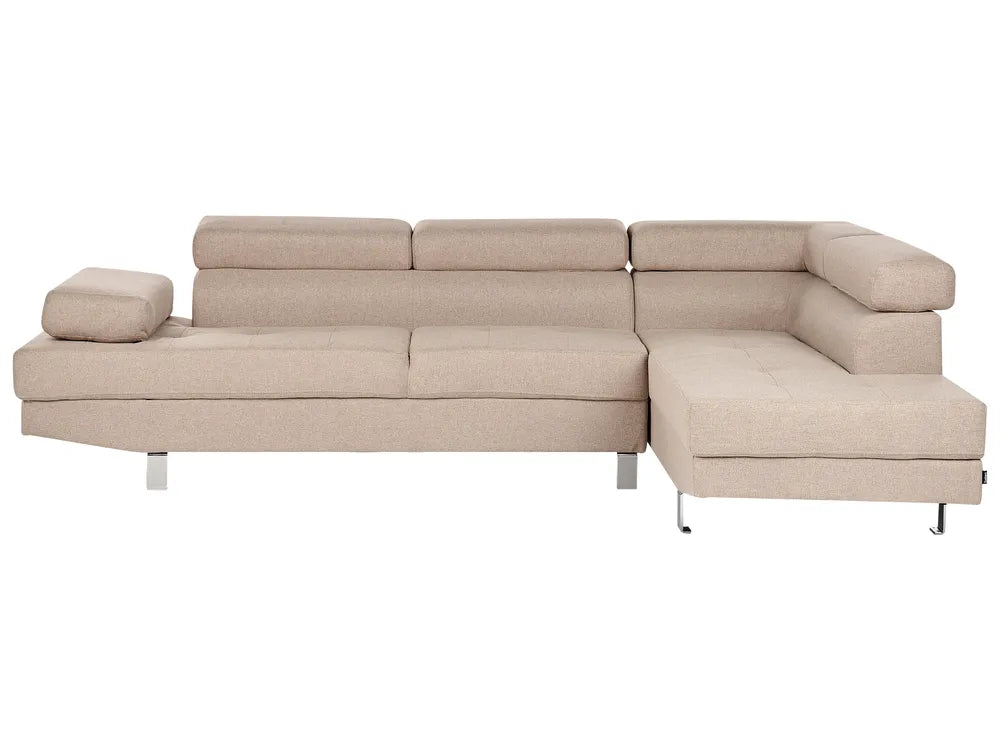 Corner Sofa 5 Seater Fabric Beige Left Hand Tremee