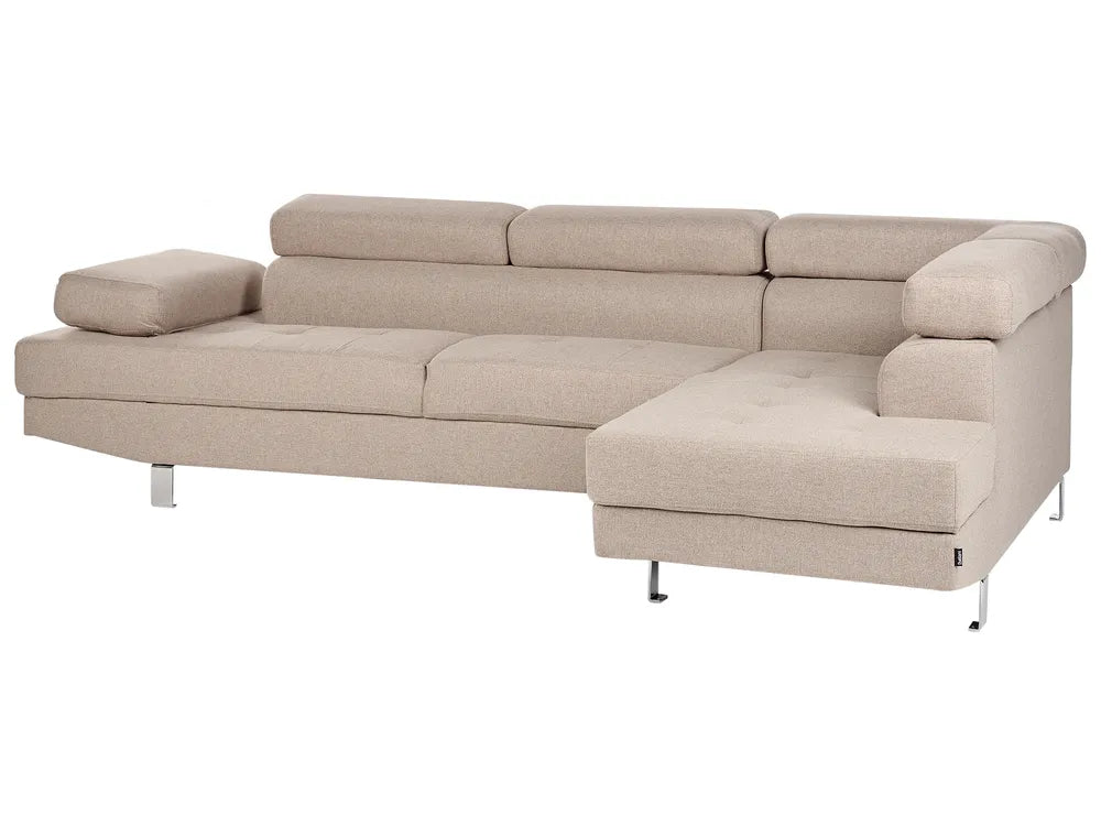 Corner Sofa 5 Seater Fabric Beige Left Hand Tremee