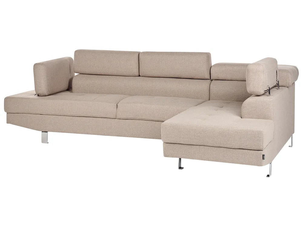 Corner Sofa 5 Seater Fabric Beige Left Hand Tremee