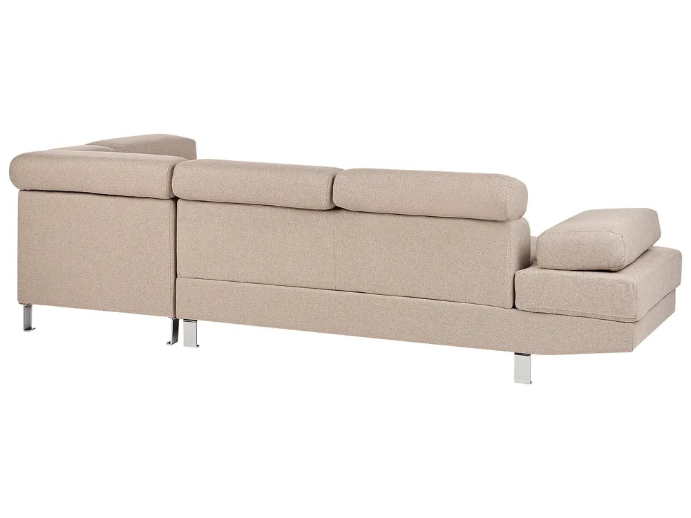 Corner Sofa 5 Seater Fabric Beige Left Hand Tremee