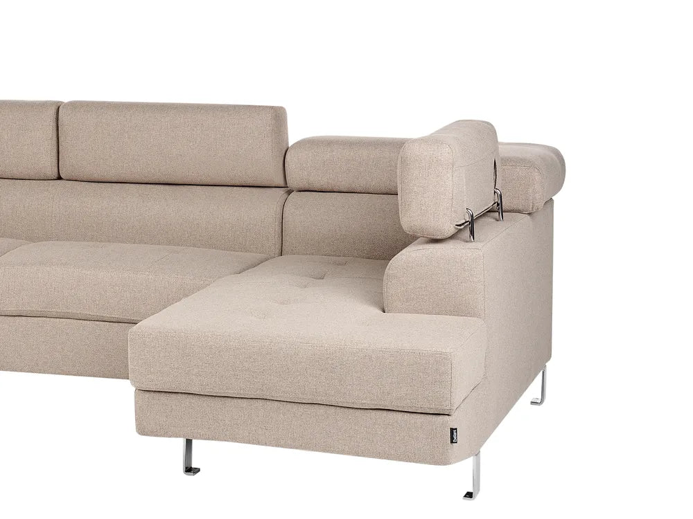 Corner Sofa 5 Seater Fabric Beige Left Hand Tremee