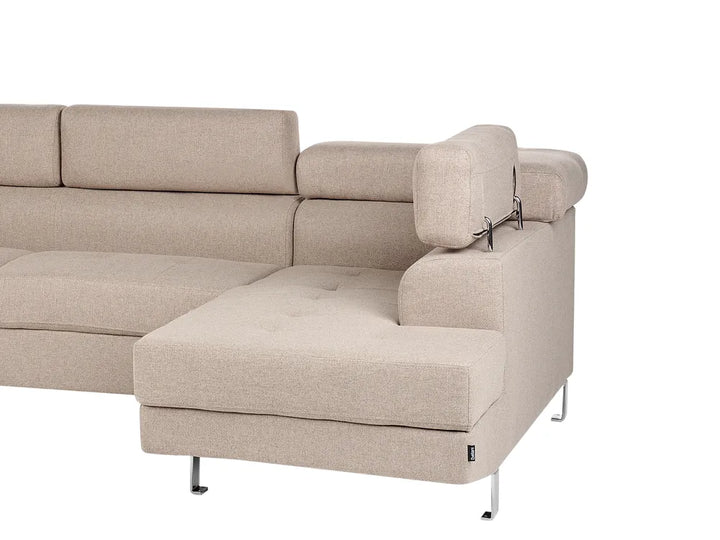 Corner Sofa 5 Seater Fabric Beige Left Hand Tremee