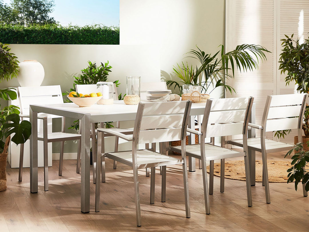 Vernio Garden Dining Table  180 cm 90 cm Metal White