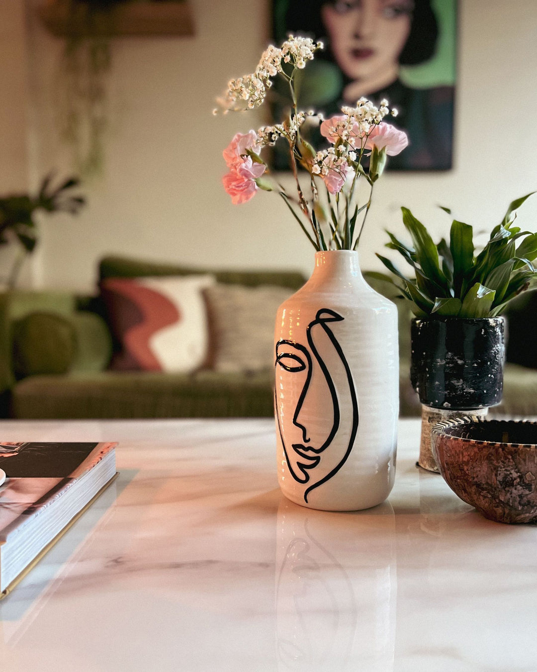 Aenus Flower Vase Stoneware 22 cm White