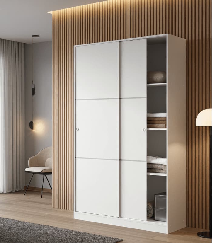 White wardrobe with sliding doors 