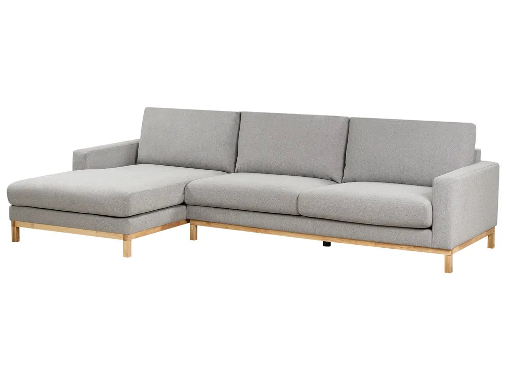 Corner Sofa 4 Seater Fabric Grey Right Hand Herrick