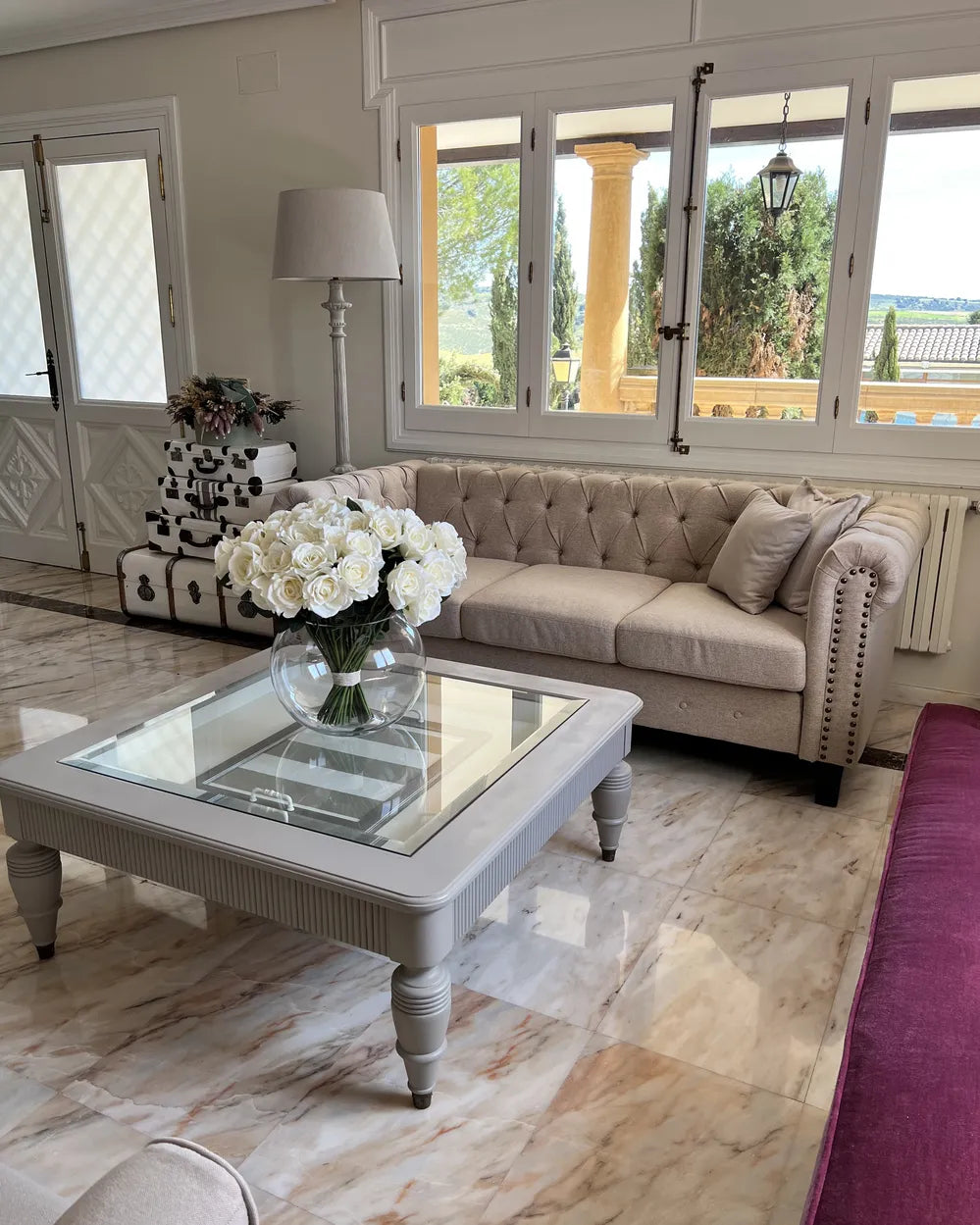 Sofa 3 Seater Fabric Beige Besnard