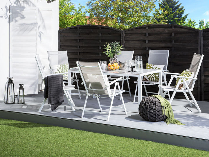 Catania Garden Dining Table  160 cm 91 cm Glass Grey