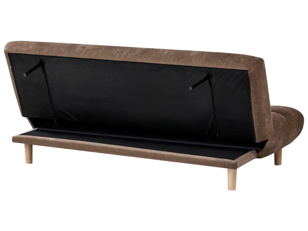 Sofa Bed 2 Seater Fabric Brown Gabbie